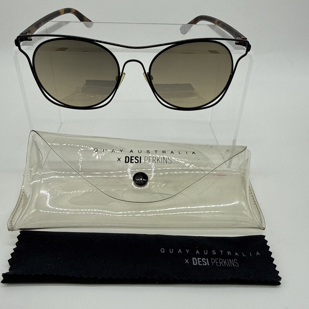 Genuine QUAY AUSTRALIA X DESI PERKINS Hi Key black LARGE aviator sunglasses‎
